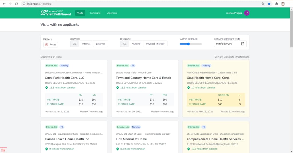 Visit Fulfillment screenshot 2