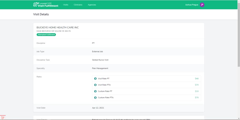 Visit Fulfillment screenshot 3